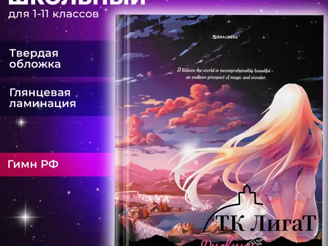 Дневник 1-11 класс 40 л., твердый, BRAUBERG, глянцевая ламинация, "Anime girl", 106844