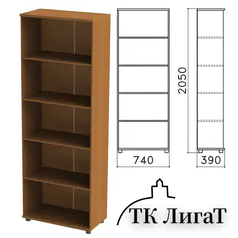 Шкаф (стеллаж) "Монолит", 740х390х2050 мм, 4 полки, цвет орех гварнери, ШМ44.3