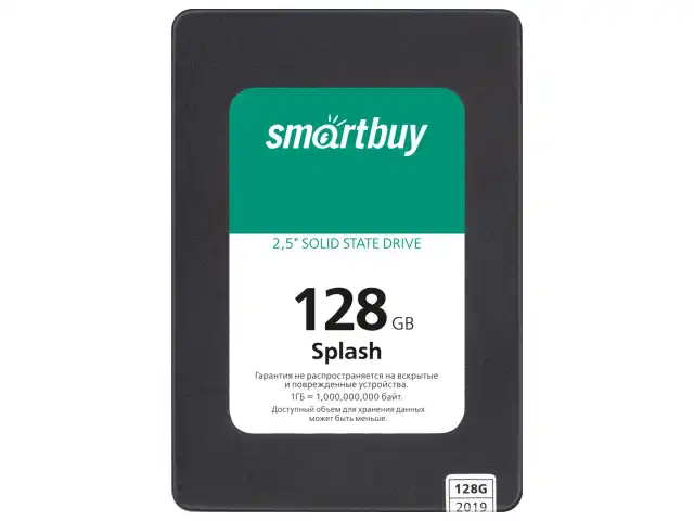 Твердотельный накопитель SSD SMARTBUY Splash 128GB, 2,5", SATA III, черный, SBSSD-128GT-MX902-25S3