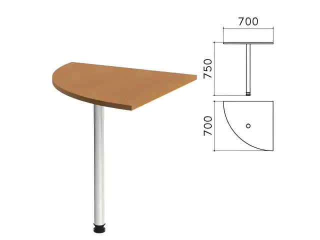 Стол приставной угловой "Монолит", 700х700х750 мм, цвет орех гварнери (КОМПЛЕКТ)