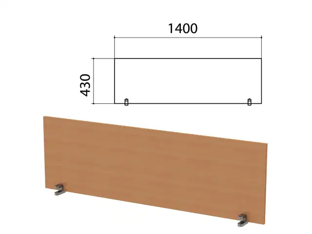 Экран-перегородка "Этюд", 1400х18х400 мм, бук бавария (КОМПЛЕКТ С ФУРНИТУРОЙ)