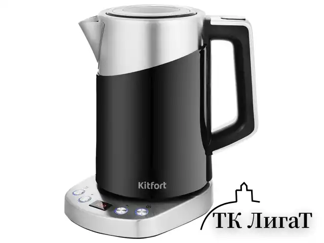 Чайник KITFORT КТ-660-2, 1,7 л, 2200 Вт, закрытый нагревательный элемент, ТЕРМОРЕГУЛЯТОР, двойные стенки, черный