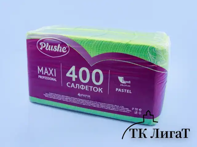 Салфетка салатовая/пастель Plushe Maxi Professional (400л/8уп)