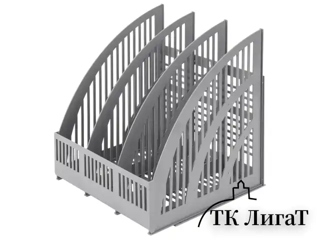 Лоток вертикальный для бумаг BRAUBERG "Energy", 250 мм, 3 отделения, сетчатый, сборный, серый, 237018
