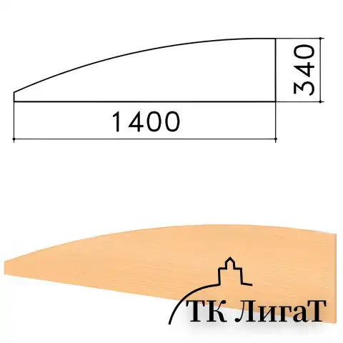 Экран-перегородка "Монолит", 1400х16х340 мм, БЕЗ ФУРНИТУРЫ (код 640237), бук бавария, ЭМ21.1