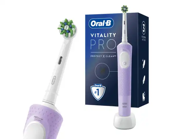 Зубная щетка электрическая ORAL-B (Орал-би) Vitality Pro, ЛИЛОВАЯ, 1 насадка, 80367617