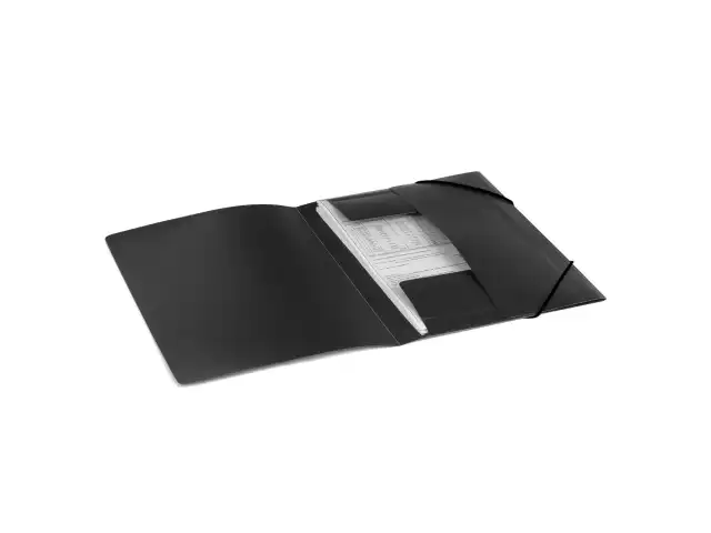 Папка на резинках BRAUBERG, стандарт, черная, до 300 листов, 0,5 мм, 221624