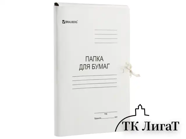 Папка для бумаг с завязками картонная BRAUBERG, гарантированная плотность 300 г/м2, до 200 листов, 124567