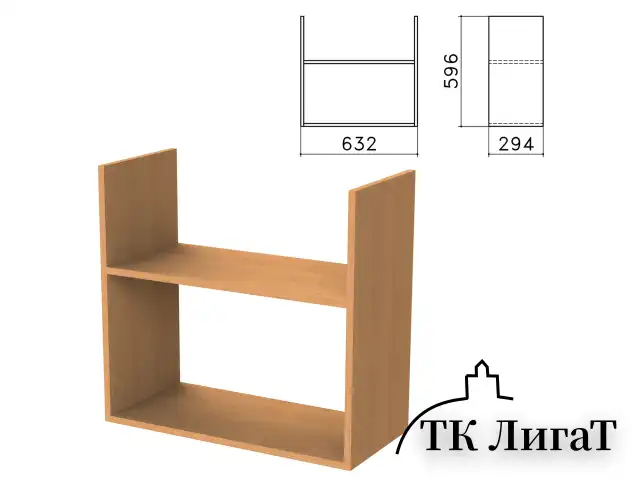 Полка навесная настенная "Бюджет", 632х294х596 мм, груша ароза, 402668-336