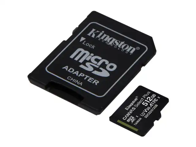 Карта памяти microSDXC 512 GB KINGSTON Canvas Select Plus UHS-I U3,100 Мб/с (class 10), адаптер, SDCS2/512GB