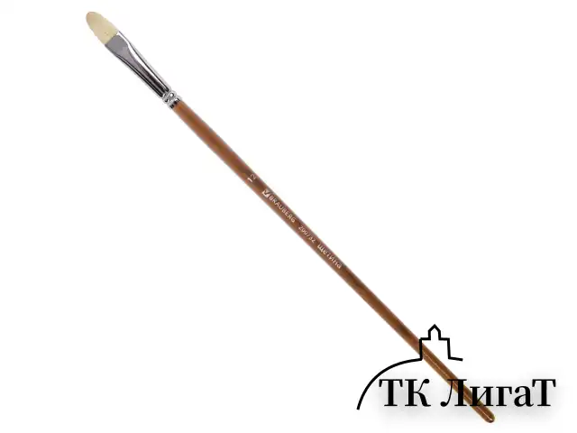 Кисть художественная профессиональная BRAUBERG ART CLASSIC, щетина, овальная, № 12, длинная ручка, 200732