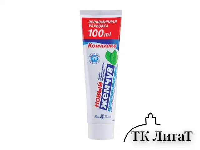 Зубная паста 100 мл, НОВЫЙ ЖЕМЧУГ, комплексная защита от кариеса, с сильным ароматом мяты, 17123