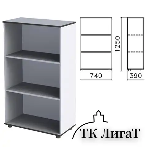 Шкаф (стеллаж) "Монолит", 740х390х1250 мм, 2 полки, цвет серый, ШМ51.11