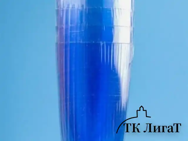 Бокал для шампанского  Флютэ  синий (низкая черная ножка)(6шт=1уп/75уп) арт.1009
