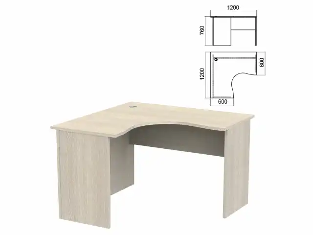 Стол компактный "Арго", 1200х1200х760 мм, левый, ясень шимо (КОМПЛЕКТ)