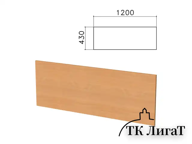 Экран-перегородка "Бюджет", 1200х16х430 мм, БЕЗ ФУРНИТУРЫ, груша ароза 336, 402666, 402666-336