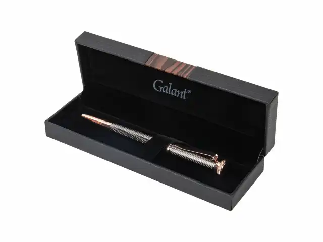 Ручка подарочная шариковая GALANT TAUT, корпус оружейный металл, детали розовое золото, узел 0,7 мм, линия письма 0,5 мм, синяя, 144170