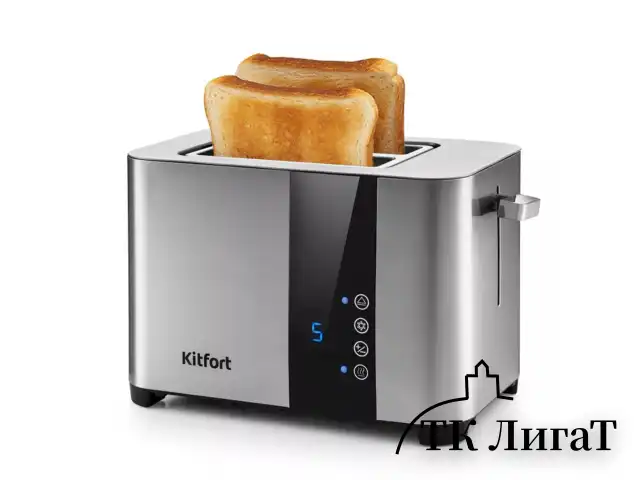 Тостер KITFORT KT-2047, 850 Вт, 2 тоста, 7 режимов, LED-дисплей, сталь, серебристый, КТ-2047