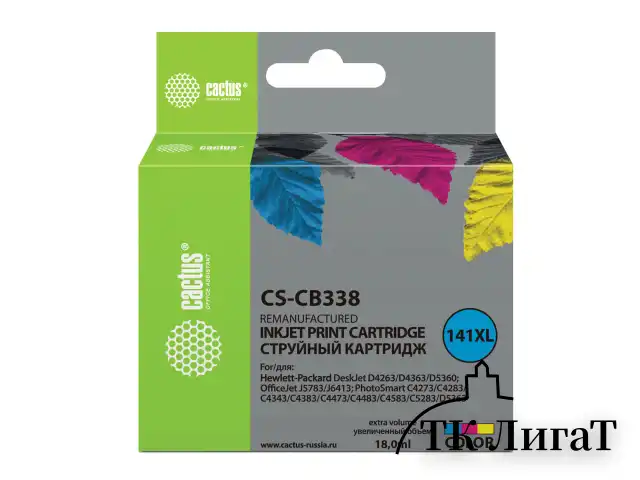 Картридж струйный CACTUS (CS-CB338) для HP OfficeJet J5700/Deskjet D4200, цветной