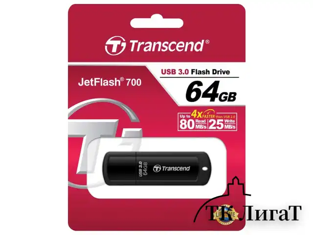 Флеш-диск 64 GB TRANSCEND Jetflash 700 USB 3.0, черный, TS64GJF700