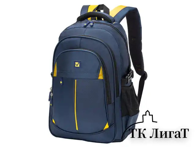 Рюкзак BRAUBERG TITANIUM универсальный, синий, желтые вставки, 45х28х18см, 270768
