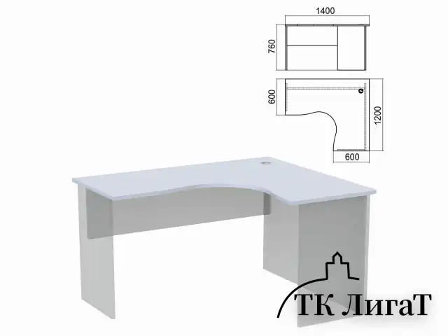 Стол компактный ЧАСТЬ 1 "Арго", 1400х1200х760 мм, правый, серый