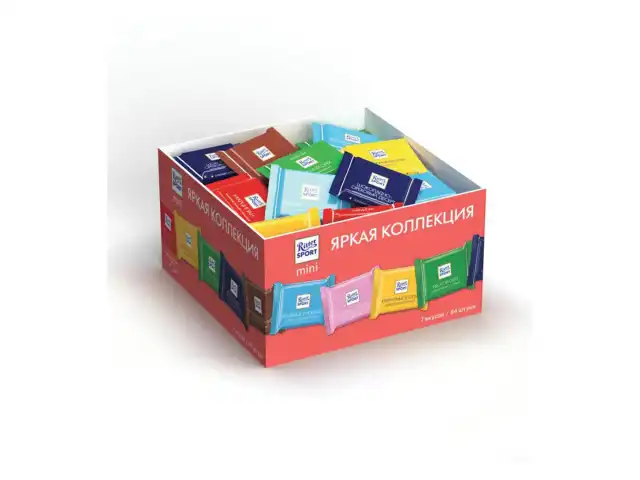 Шоколад порционный RITTER SPORT, набор 7 вкусов, 84 плитки по 16,7 г, R 484C