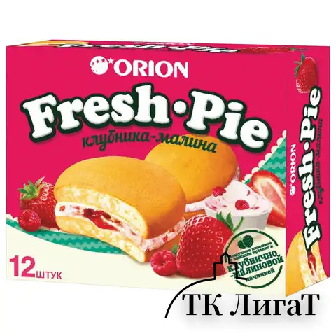 Печенье ORION "Fresh-Pie Strawberry-raspberry", клубника-малина, 300 г (12 штук х 25 г), О0000017465