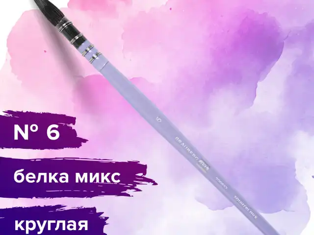 Кисть художественная профессиональная, белка, микс, круглая, № 6, BRAUBERG ART CLASSIC, 200952