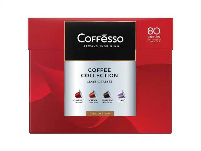 Кофе в капсулах 80 порций 4 вкусов для NESPRESSO, COFFESSO Ассорти, 100% арабика, 101740