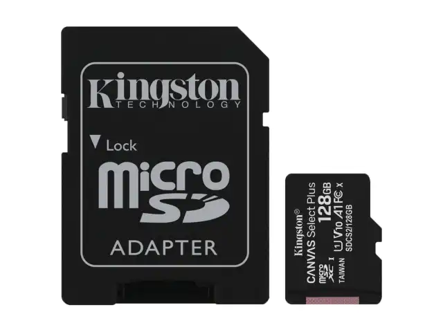 Карта памяти microSDXC 128 GB KINGSTON Canvas Select Plus UHS-I U1,100 Мб/с (class 10), адаптер, SDCS2/128 GB, SDCS2/128GB