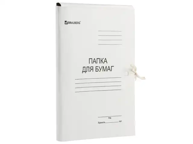 Папка для бумаг с завязками картонная мелованная BRAUBERG, 440 г/м2, до 200 листов, 110925