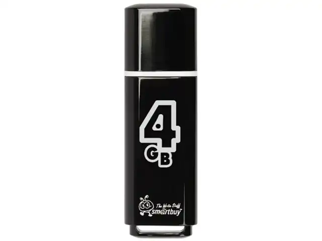 Флеш-диск 4 GB, SMARTBUY Glossy, USB 2.0, черный, SB4GBGS-K