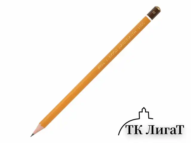 Карандаш чернографитный KOH-I-NOOR 1500, 1 шт., B, корпус желтый, заточенный, 150000B01170RU