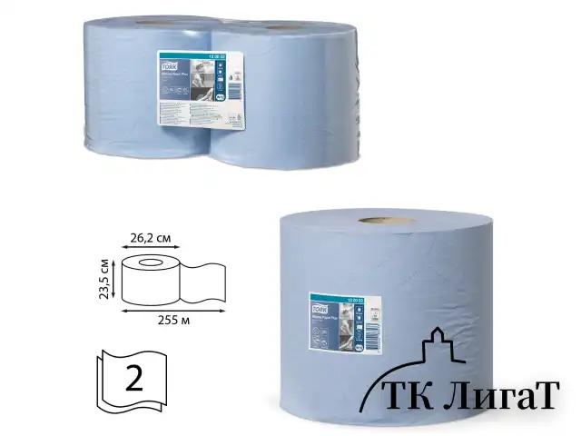 Бумага протирочная TORK (Система W1, W2), КОМПЛЕКТ 2 штуки, Advanced, 750 листов в рулоне, 34х23,5 см, 2-слойная, 130052