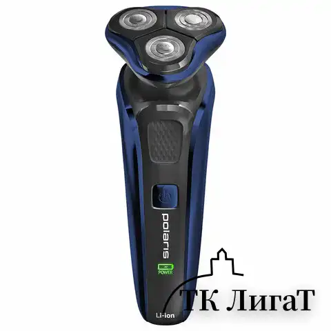 Электробритва POLARIS PMR 0309RC PRO 5, 3 головки, аккумулятор, сухое и влажное бритье, синяя, 54835