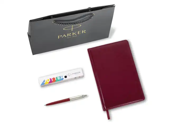 Ручка шариковая PARKER "Jotter Plastic CT", корпус красный, ежедневник А5 красный, пакет, 880897