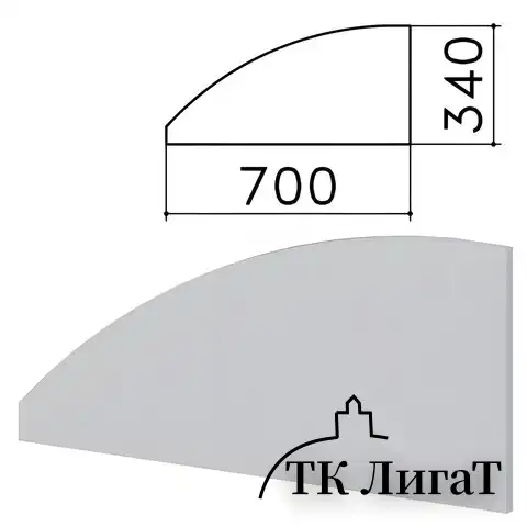 Экран-перегородка "Монолит", 700х16х340 мм, БЕЗ ФУРНИТУРЫ (код 640237), серый, ЭМ23.11