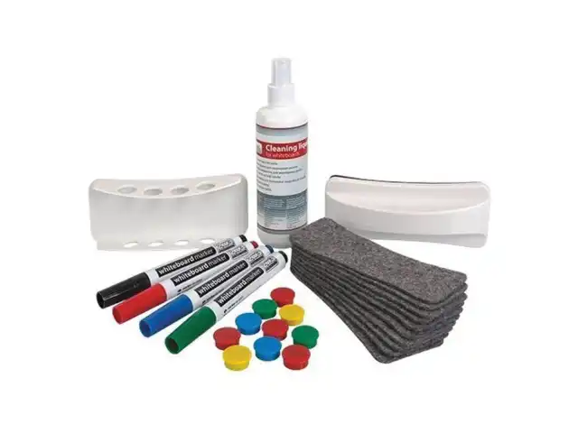 Набор для магнитно-маркерной доски (4 маркера, держатель, чистящее средство, стиратель, салфетки), 