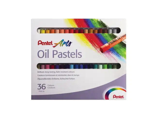 Пастель масляная художественная PENTEL "Oil Pastels", 36 цветов, круглое сечение, картонная упаковка, PHN4-36