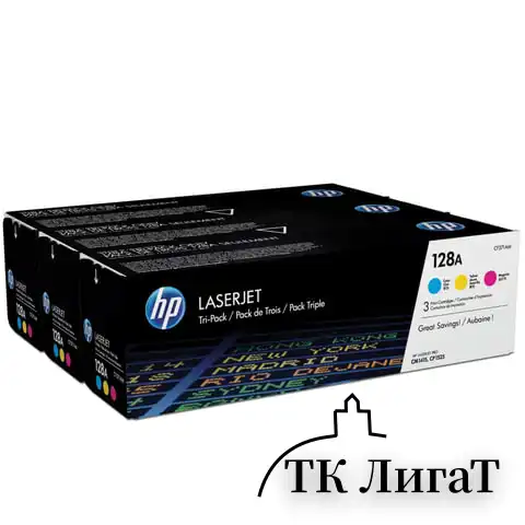 Картридж лазерный HP (CF371AM) LaserJet Pro CM1415/CP1525, №128A, оригинальный, КОМПЛЕКТ 3 цвета по 1300 страниц