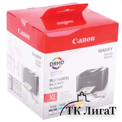 Картридж струйный CANON (PGI-1400XL BK/C/M/Y) МВ2040/МВ2340, КОМПЛЕКТ, оригинальный, 4 цвета, ресурс 1200 страниц, 9185B004