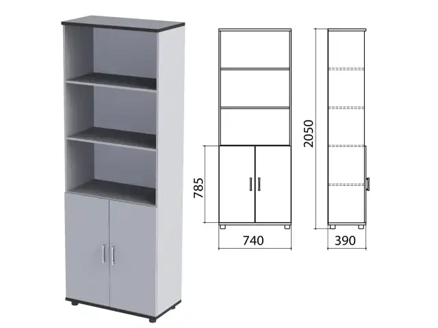 Шкаф полузакрытый "Монолит", 740х390х2050 мм, цвет серый (КОМПЛЕКТ)