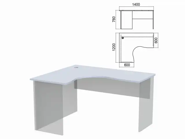 Стол компактный ЧАСТЬ 1 "Арго", 1400х1200х760 мм, левый, серый