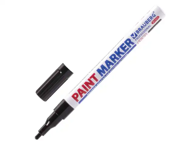 Маркер-краска лаковый (paint marker) 2 мм, ЧЕРНЫЙ, НИТРО-ОСНОВА, алюминиевый корпус, BRAUBERG PROFESSIONAL PLUS, 151439