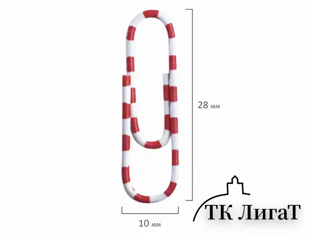 Скрепки BRAUBERG, 28 мм с цветными полосками, 100 шт., в картонной коробке, 221534