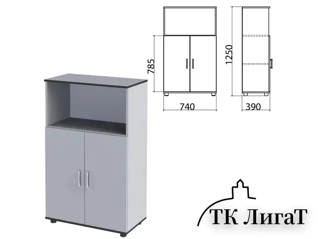 Шкаф полузакрытый "Монолит", 740х390х1250 мм, цвет серый (КОМПЛЕКТ)