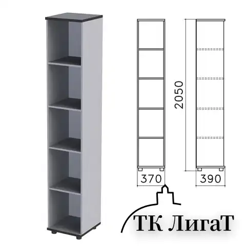 Шкаф (стеллаж) "Монолит", 370х390х2050 мм, 4 полки, цвет серый, КМ45.11