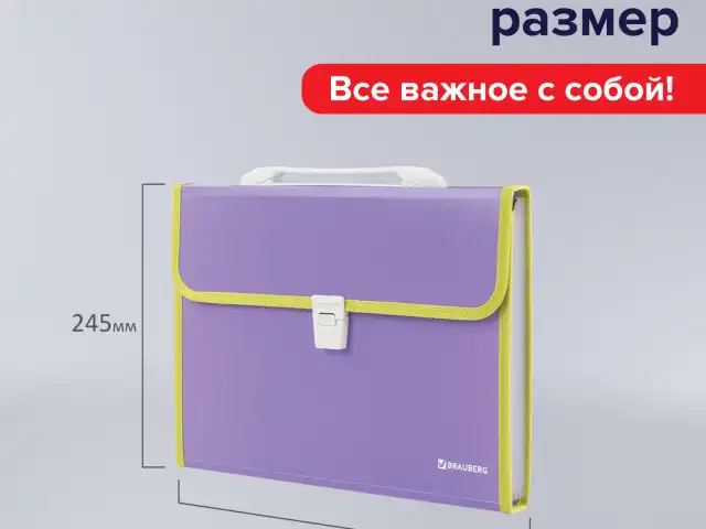 Папка-портфель пластиковая BRAUBERG 