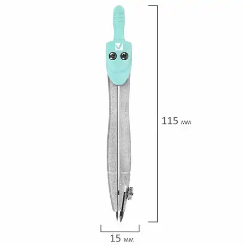 Готовальня BRAUBERG SCHOOL KIT, 8 предметов, циркуль 115 мм, чертежные принадлежности, мятный цвет, 210705